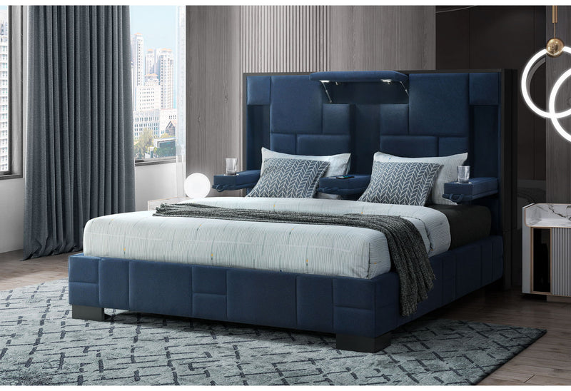 Oscar - King Bed Without Wood Trim - Navy Blue