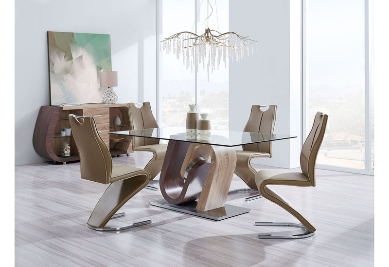 D4126 - Dining Table - Dark Brown / Oak / Silver