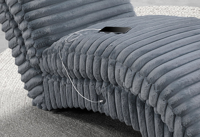 Dominic - Chaise With LED And USB - Gray