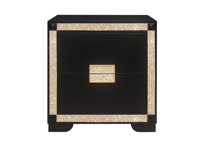 Blake - 4 Piece Full Bedroom Set (Bed With Lamps, Dresser, Mirror, Nightstand) - Black / Gold
