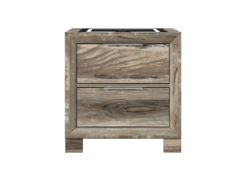 Callie - Nightstand With Wireless Charging Platform And LED Speaker - Brown