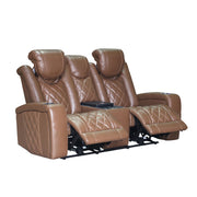 Dorian - Reclining Leather Loveseat With Power Headrest, Footrest And Cooler - Brown - Furniture Source (IA) 