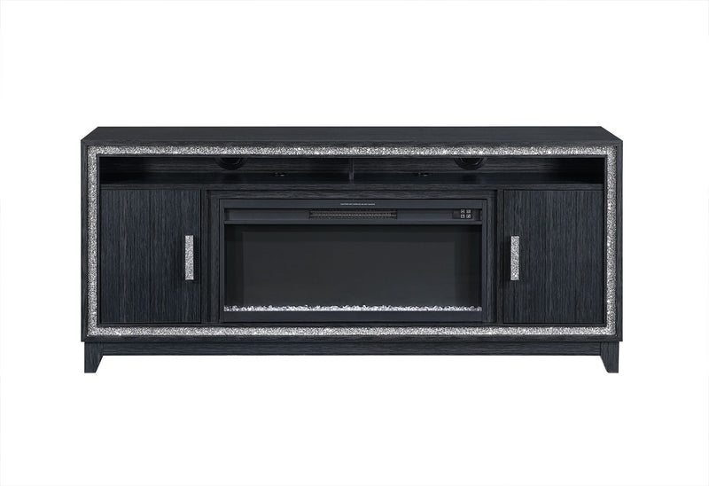 Lily - 72" Entertainment Unit With LED, Speakers, Crystal Inserts - Dark Gray