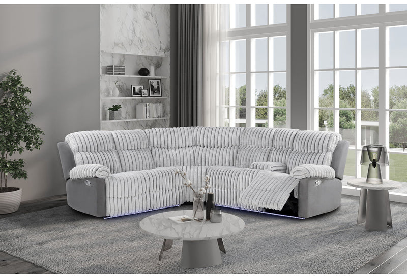 U6028 - Reclining Sectional With LED - Gray