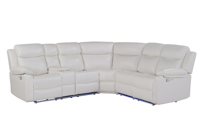 U6026 - Sectional With LED And Speaker - White