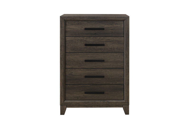Harmony - 5 Piece King Bedroom Set (Bed, Dresser & Mirror, Nightstand, Chest) - Dark Brown