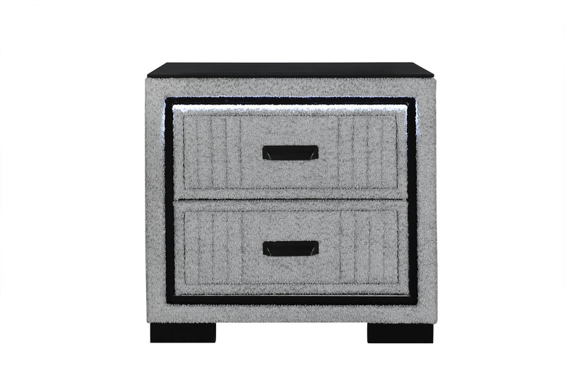 Isabella - 5 Piece Queen Bedroom Set (Queen Bed With LED, TV Lift, Bluetooth Speaker And Firpeplace Crystal) - Gray