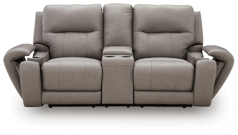 Real Moments - Power Reclining Loveseat With Audio Seating - Ash