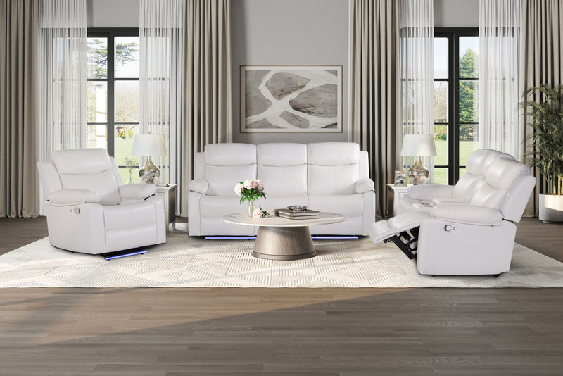 U6026 - Reclining Sofa With LED - White