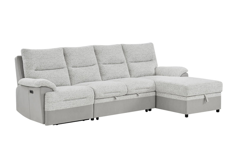 U3822 - Sectional With Pull Out Bed And USB - Light Gray