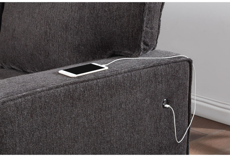 U0203 - Reversible Pull Out Fabric Sofa Bed - Dark Gray