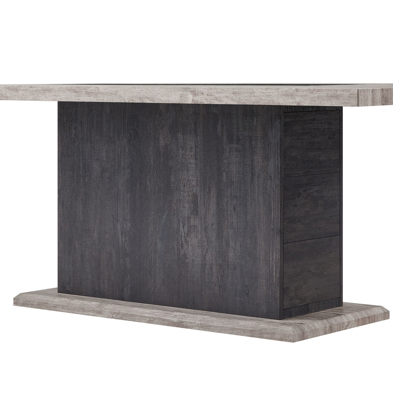 D8030 - 9 Piece Dining Room Set (Dining Table With 2 Storage Drawers And 1 Storage Door And 8 Dining Chairs) - Black / Brown