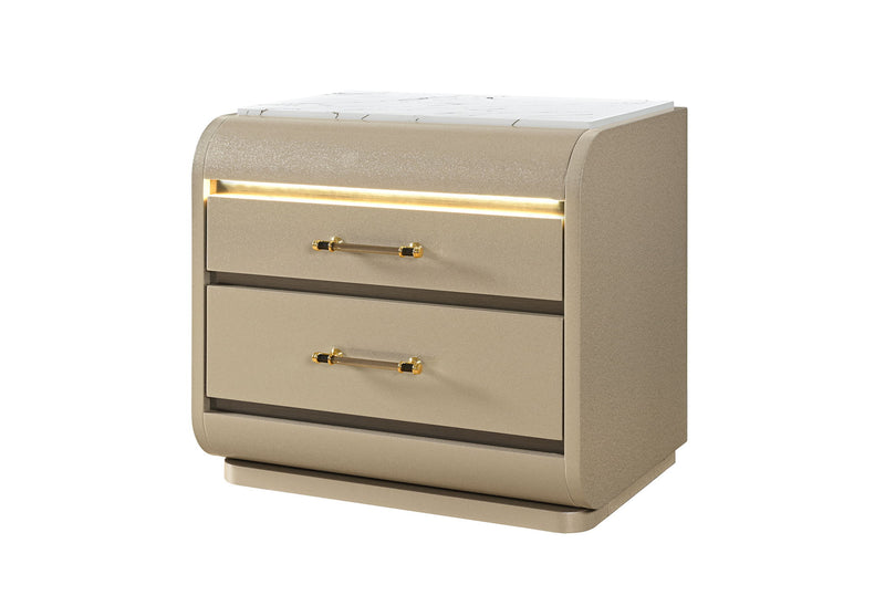 Genesis - Nightstand With LED - Gold