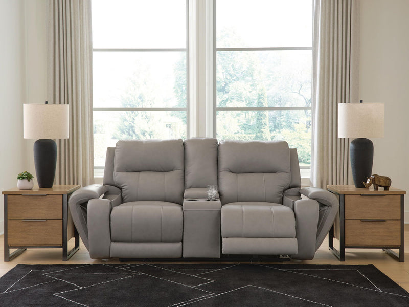 Real Moments - Power Reclining Loveseat With Audio Seating - Ash