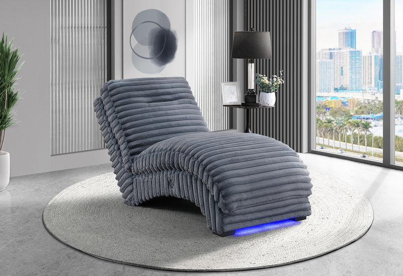 Dominic - Chaise With LED And USB - Gray