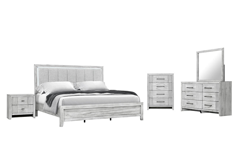 Elsie - Queen Bed With LED - Light Gray