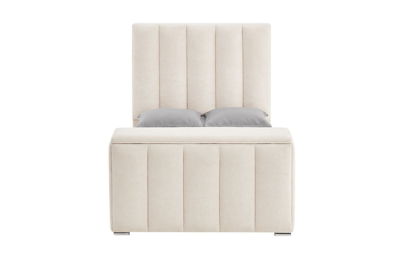Serenity - King Bed With Speaker, TV Lift, Fireplace - Cream