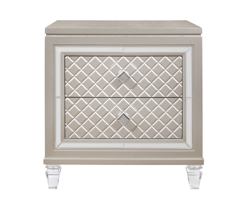 Paris - 4 Piece King Bedroom Set (King Bed With LED, Dresser, Mirror, Nightstand) - Champagne