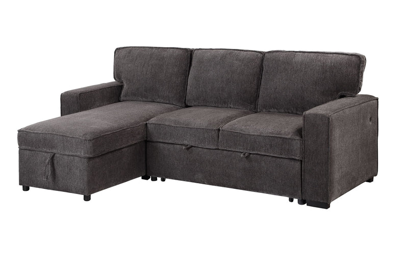 U0203 - Reversible Pull Out Fabric Sofa Bed - Dark Gray
