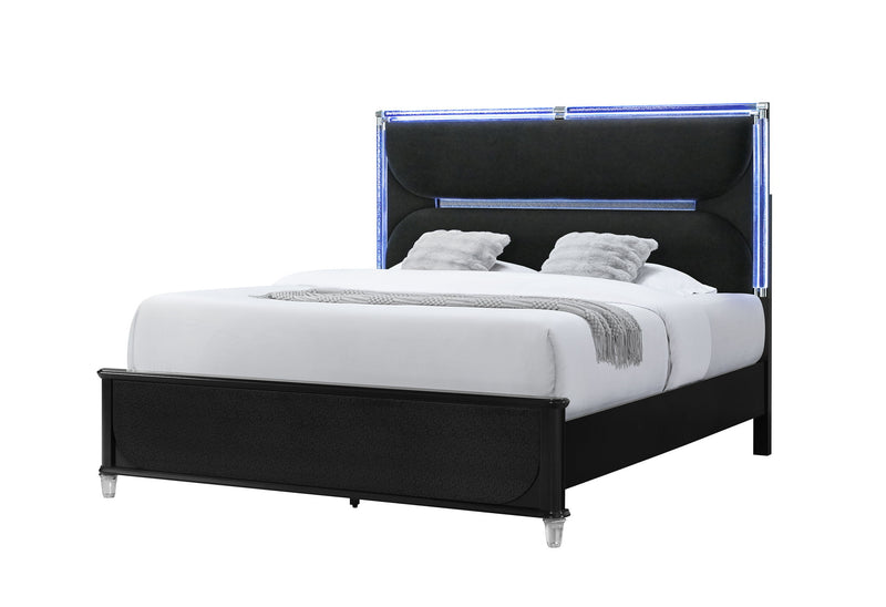 Lando - King Bed With Continuous LED - Black