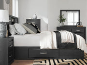 Stabotta - Queen Bookcase Bed With Storage Footboard And 2 Under Bed Storage Units - Black - Furniture Source (IA) 