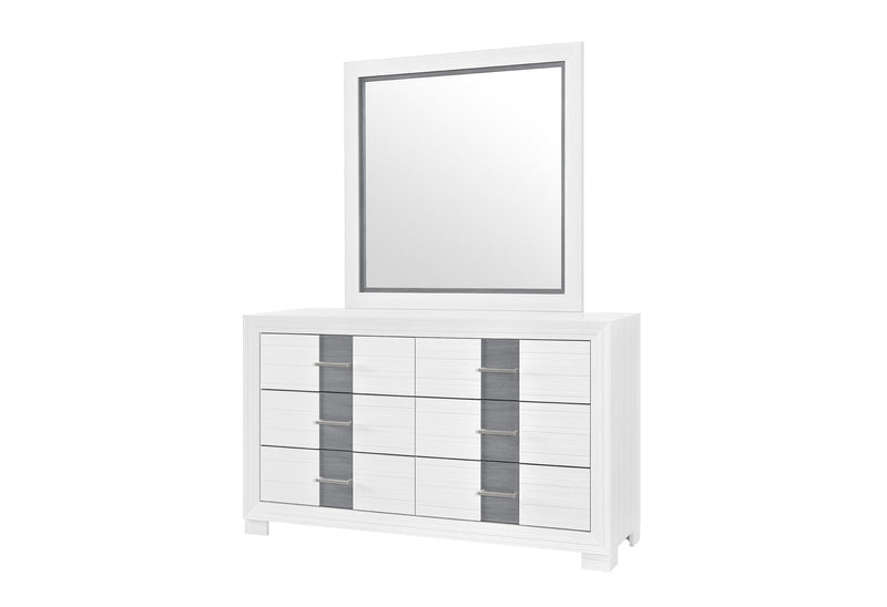Optimus - 4 Piece Bedroom Set (Queen Bed, Dresser, Mirror, Nightstand) - White