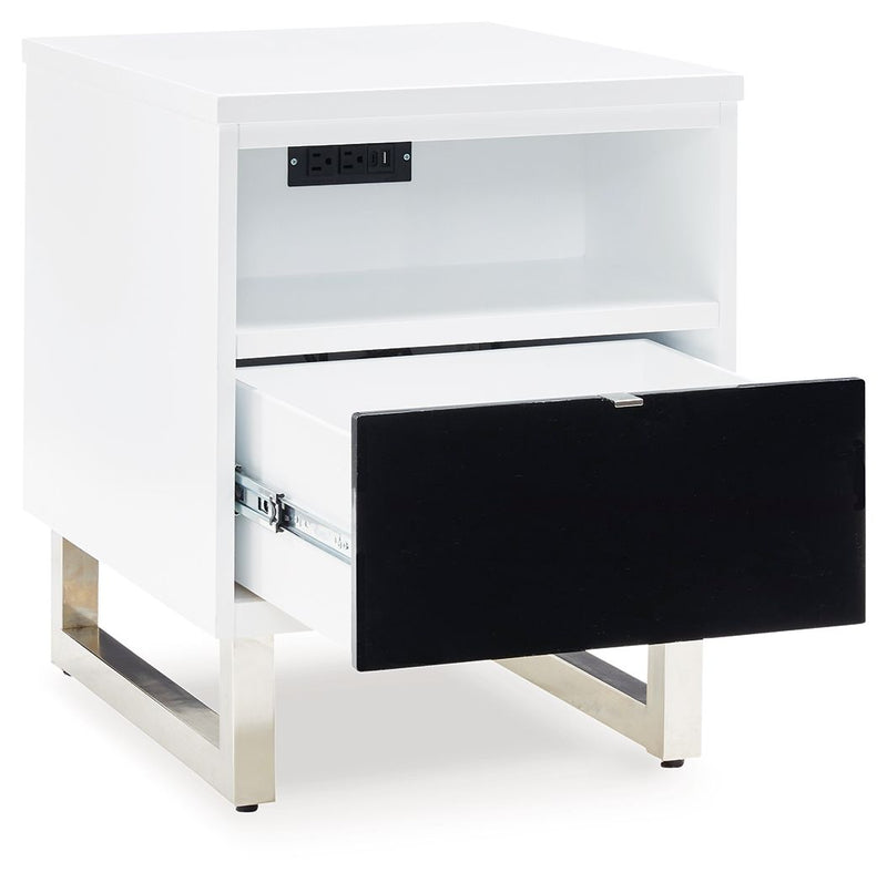 Gardoni - Chair Side End Table - White / Black