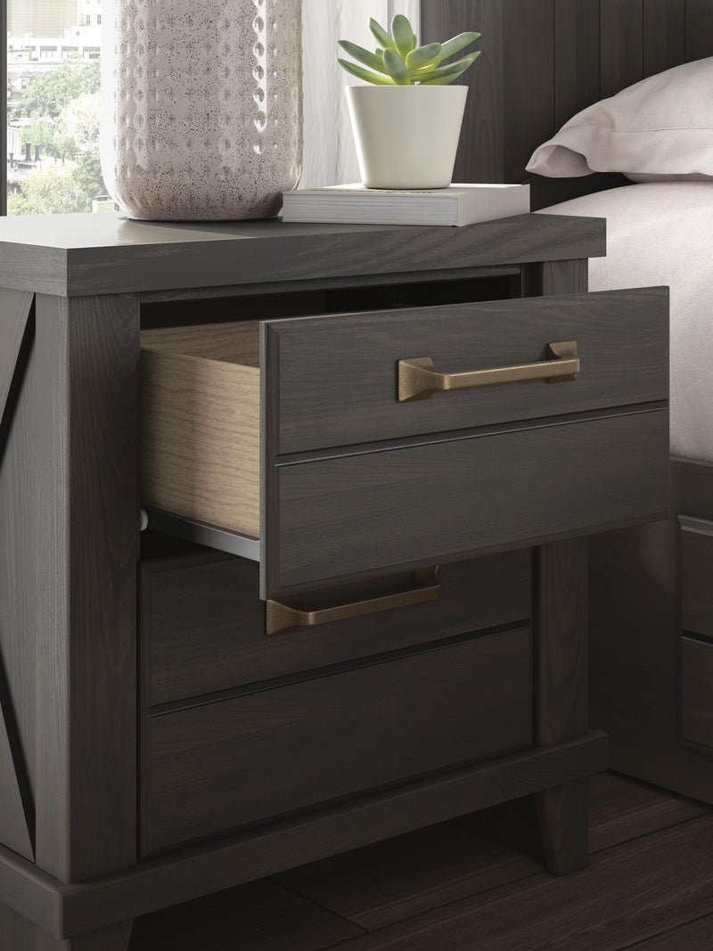 Vonitta Bay - Two Drawer Night Stand - Dark Brown - Furniture Source (IA) 