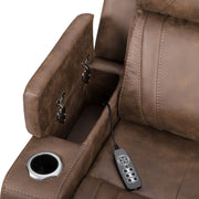 Carrow - Sofa With Power Headrest & Footrest, Stereo, Massage - Brown - Furniture Source (IA) 