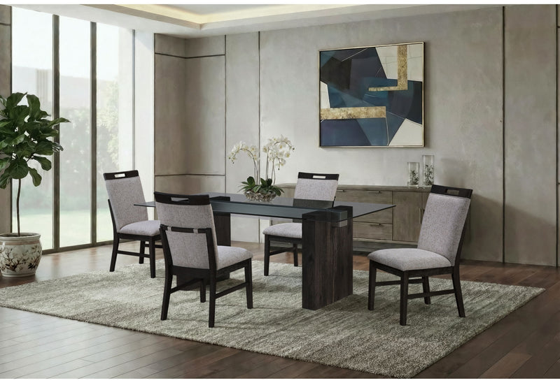 D4238 - Dining Table - Clear / Dark Brown