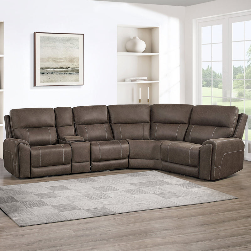 Gaia - 5 Piece P2 Power Sectional - Sable