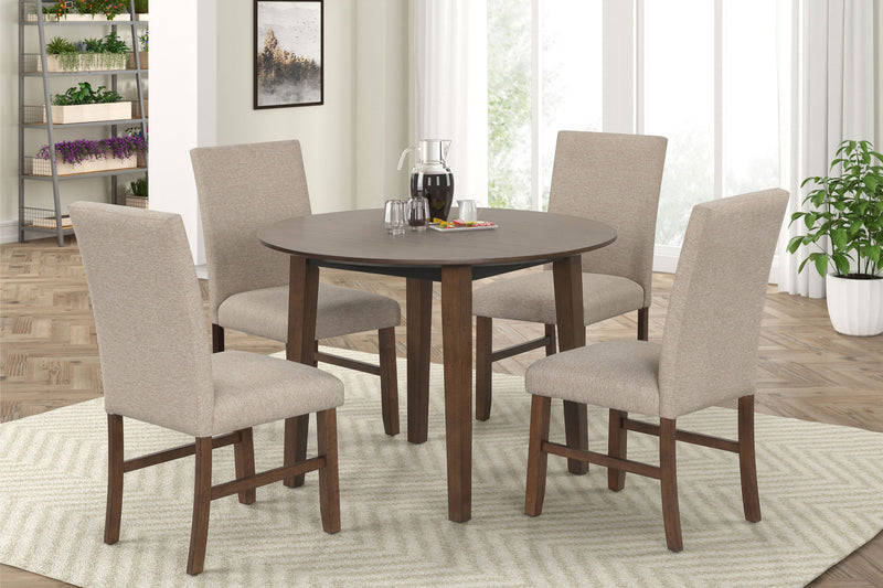 Hargrove - 5 Piece Set (42" Round Dining Table & 4 Chairs) - Brown / Beige