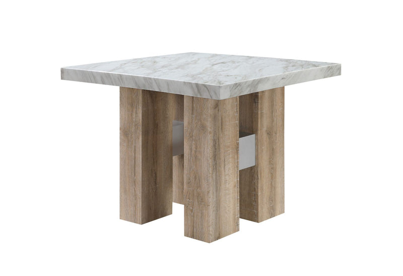 D04 - 7 Piece Dining Room Set (Bart Table And 6 Bar Stool) - Natural / Silver